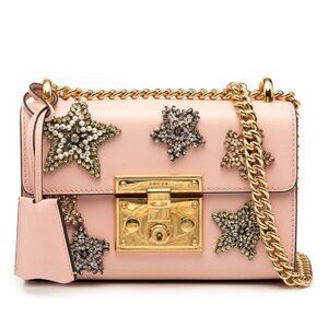 Gucci Padlock Star Bijou Chain Shoulder Bag Pink Leather